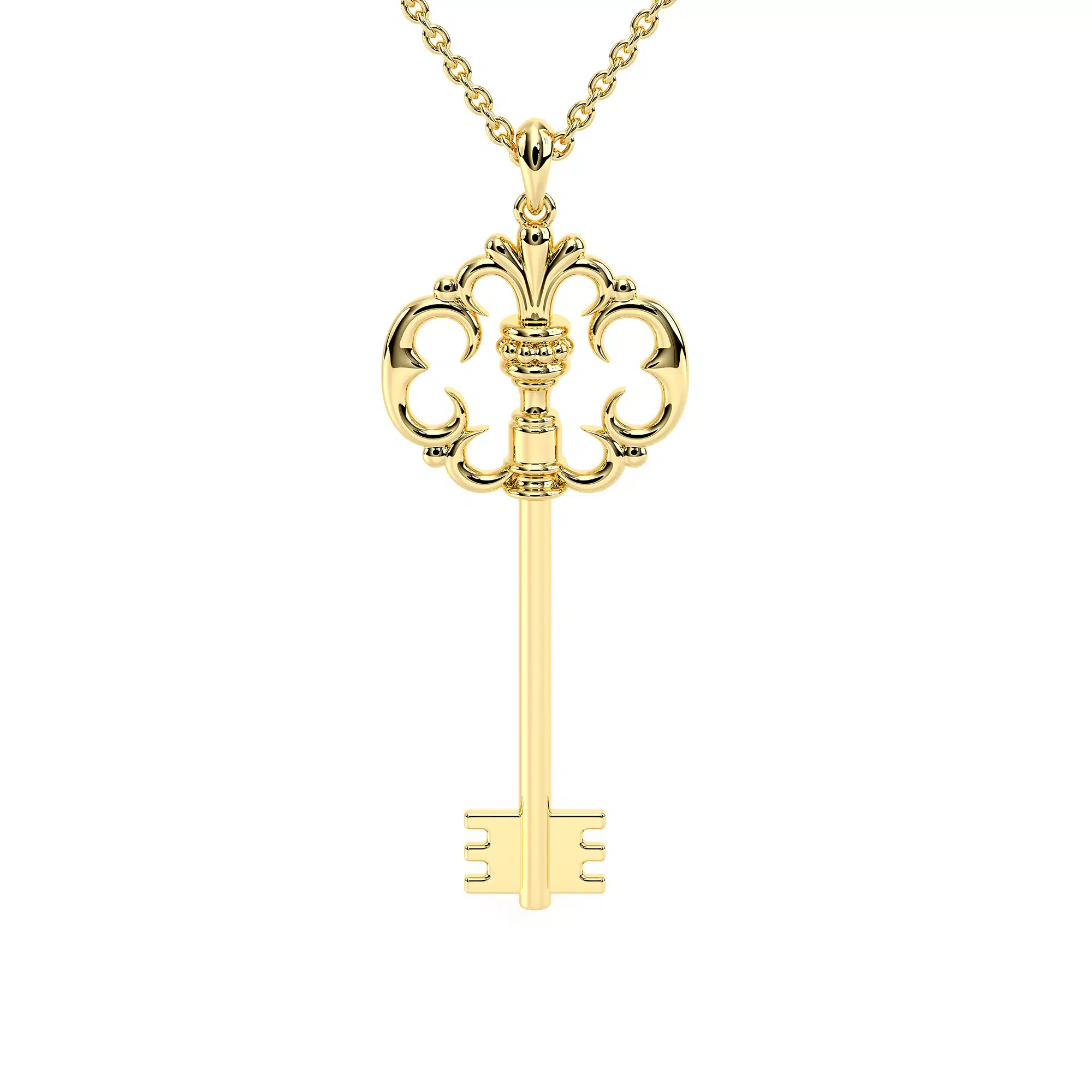 Key Edwardian Pendant Necklace Gift For Her 14K Solid Gold Bridal Jewelry 2 Key Edwardian Pendant Necklace Gift For Her 14K Solid Gold Bridal Jewelry