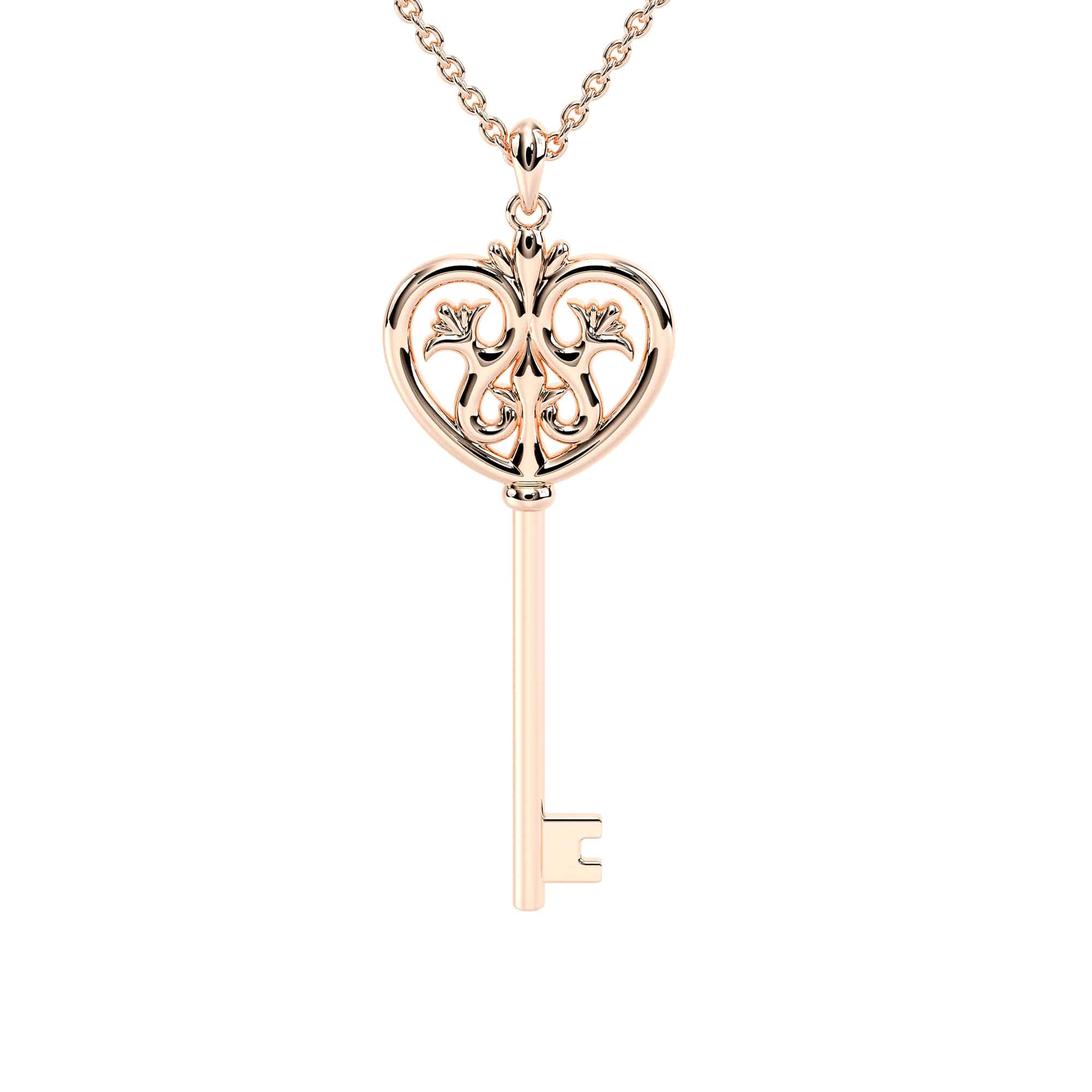 Fancy Key Necklace For Womens Wedding Bridal Jewelry For Her Rose Gold Heart Key Pendant 2 Fancy Key Necklace For Womens Wedding Bridal Jewelry For Her Rose Gold Heart Key Pendant