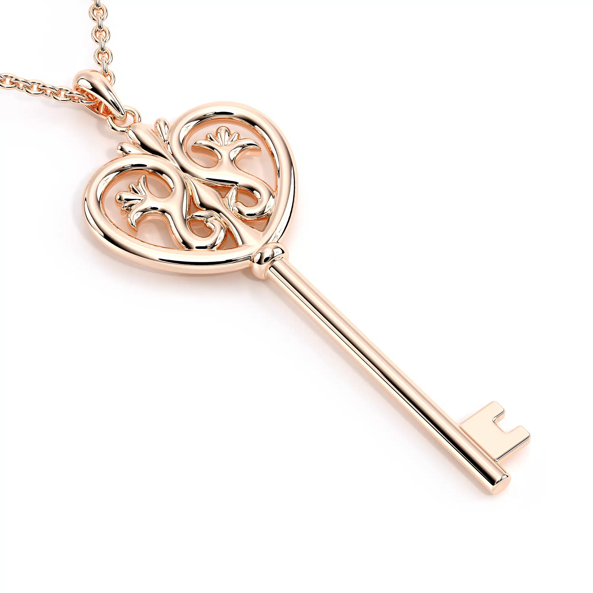 Fancy Key Necklace For Womens Wedding Bridal Jewelry For Her Rose Gold Heart Key Pendant 1 Fancy Key Necklace For Womens Wedding Bridal Jewelry For Her Rose Gold Heart Key Pendant