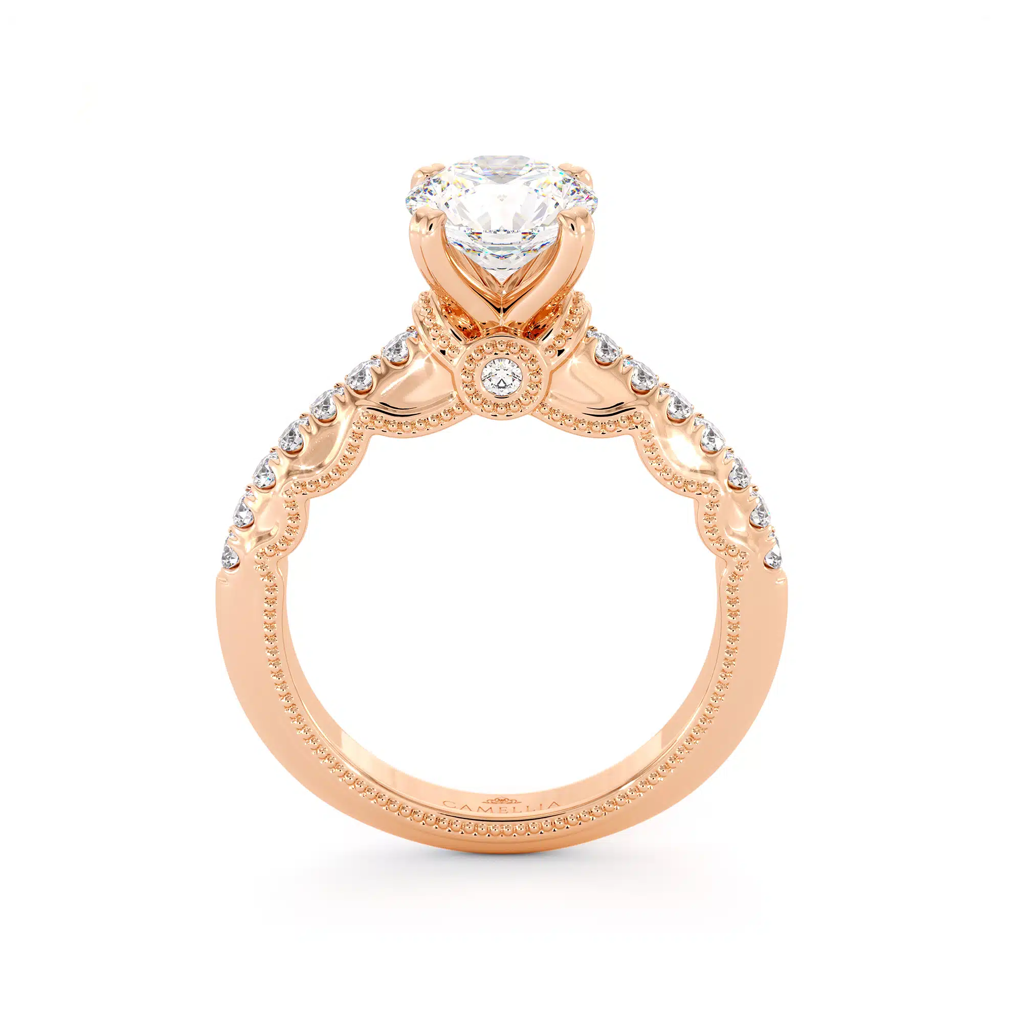 Diamond Pave Engagement Ring 14K Rose Gold Ring Victorian Bridal Ring Moissanite Engagement Ring 1 Diamond Pave Engagement Ring 14K Rose Gold Ring Victorian Bridal Ring Moissanite Engagement Ring