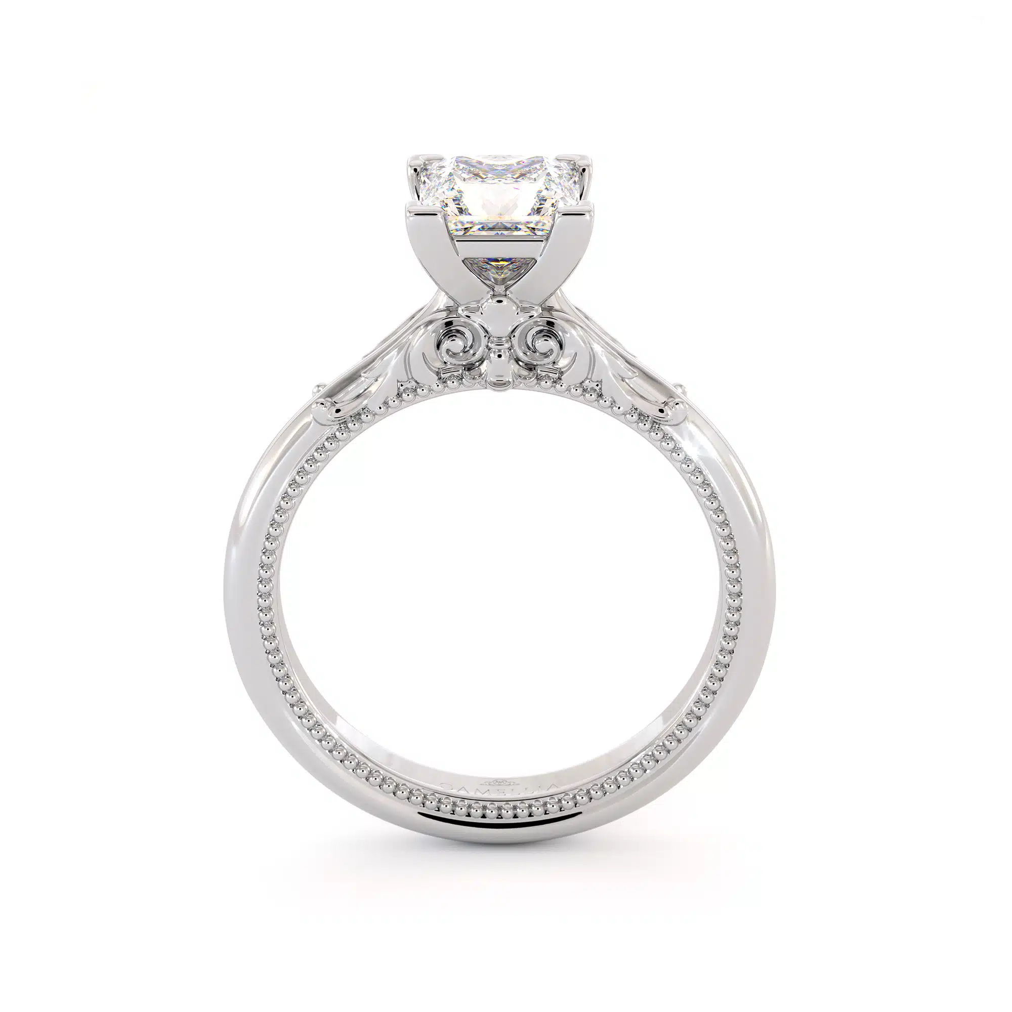 Princess Cut Moissanite Engagement Ring White Gold Victorian Ring Unique Square Cut Engagement Ring 1 Princess Cut Moissanite Engagement Ring White Gold Victorian Ring Unique Square Cut Engagement Ring