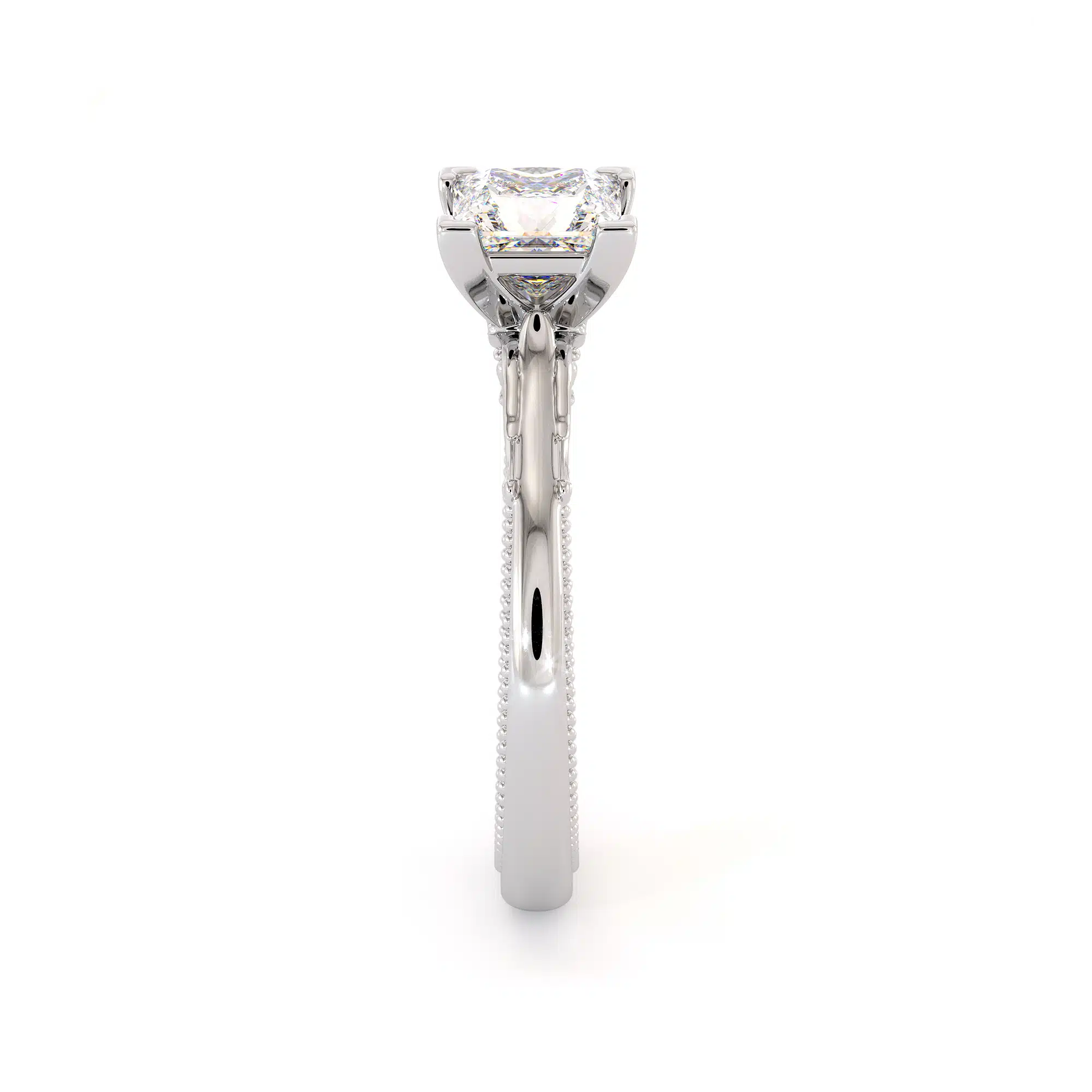 Princess Cut Moissanite Engagement Ring White Gold Victorian Ring Unique Square Cut Engagement Ring 3 Princess Cut Moissanite Engagement Ring White Gold Victorian Ring Unique Square Cut Engagement Ring