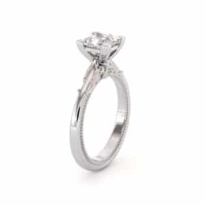 Princess Cut Moissanite Engagement Ring White Gold Victorian Ring Unique Square Cut Engagement Ring