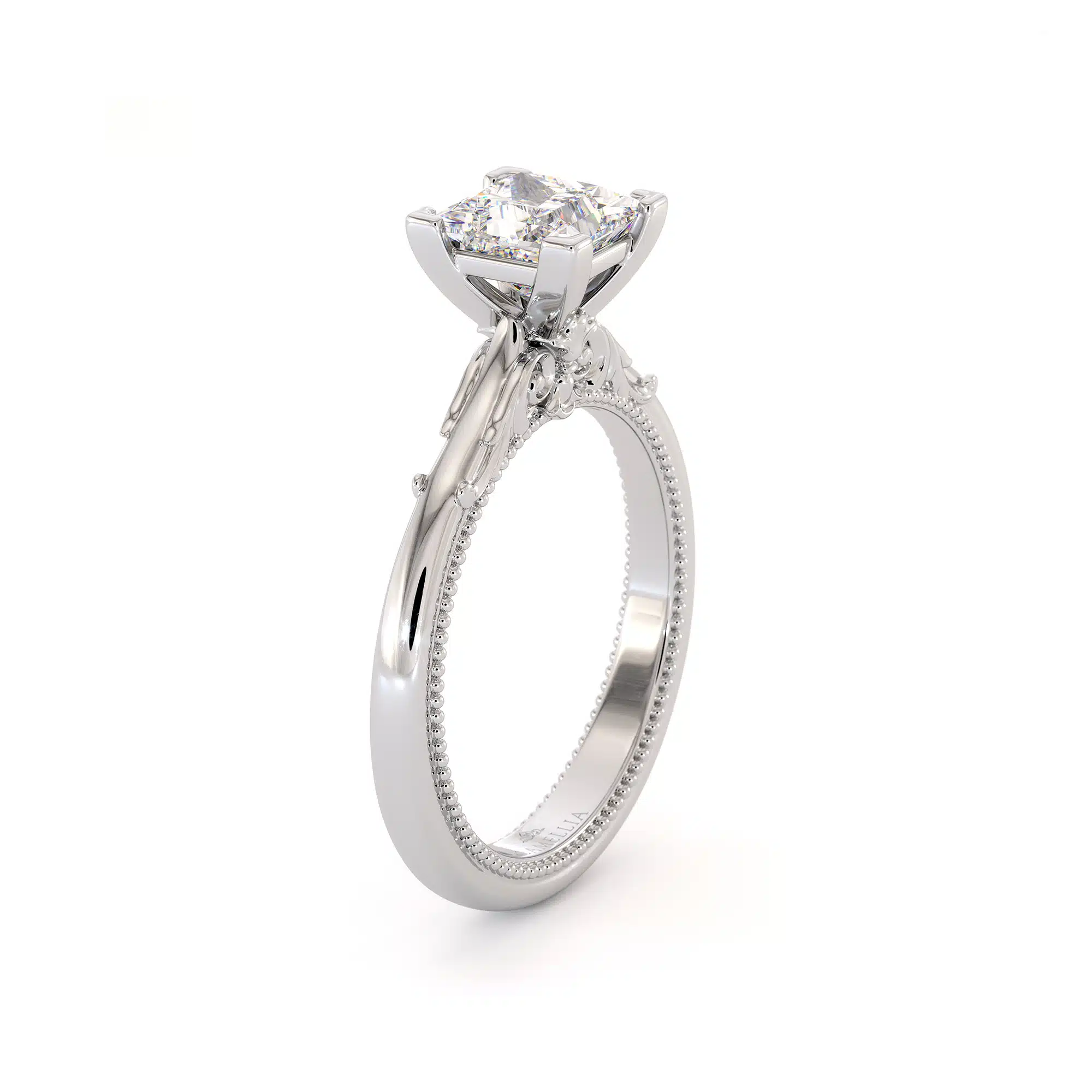 Princess Cut Moissanite Engagement Ring White Gold Victorian Ring Unique Square Cut Engagement Ring 5 Princess Cut Moissanite Engagement Ring White Gold Victorian Ring Unique Square Cut Engagement Ring