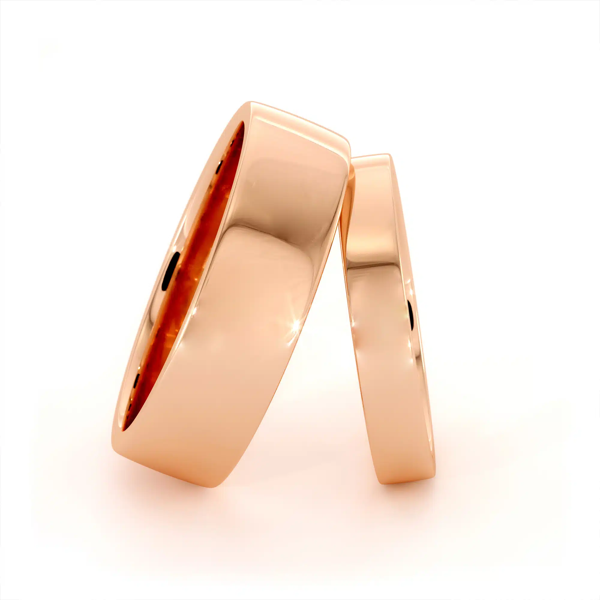 14K Rose gold wedding set bands (2)