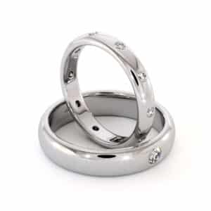 Lab Diamonds Unique Wedding Bands His And Hers Set 14K White Gold Twin Rings 3.5/5 mm