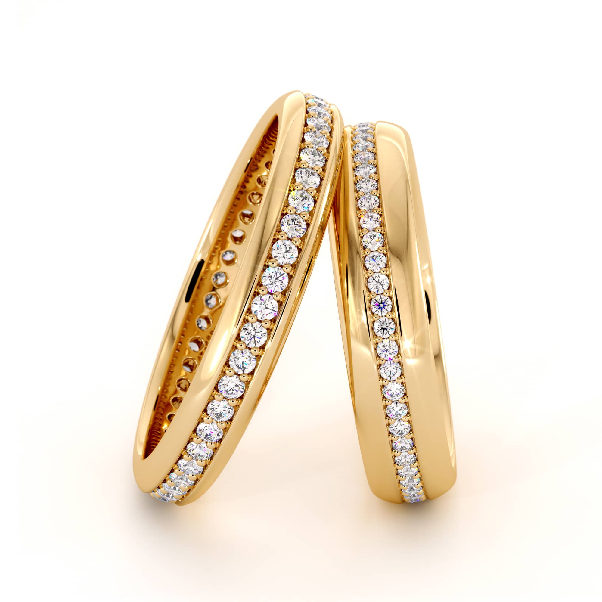 14K yellow gold diamond eternity Set bands (2)