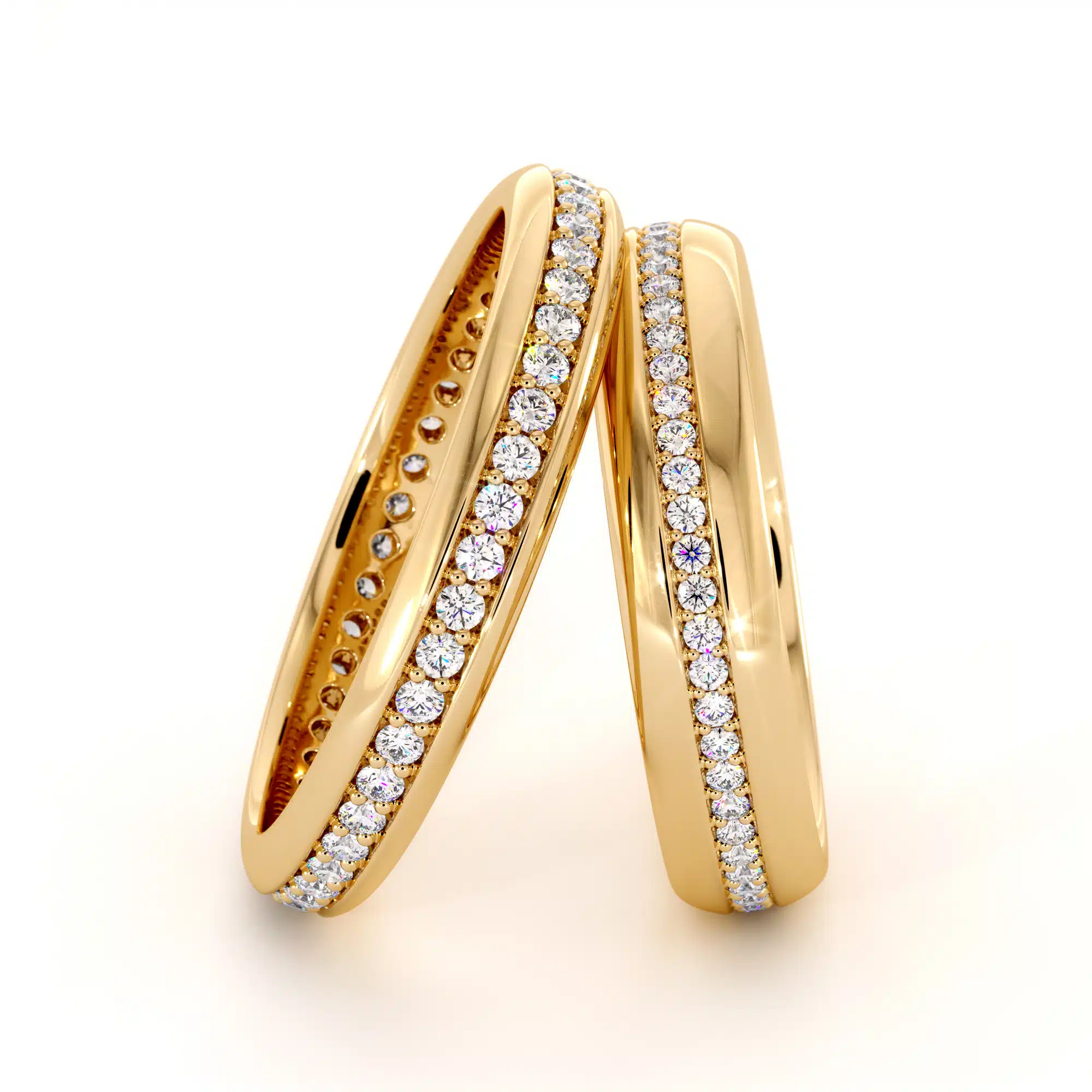 14K yellow gold diamond eternity Set bands (2)