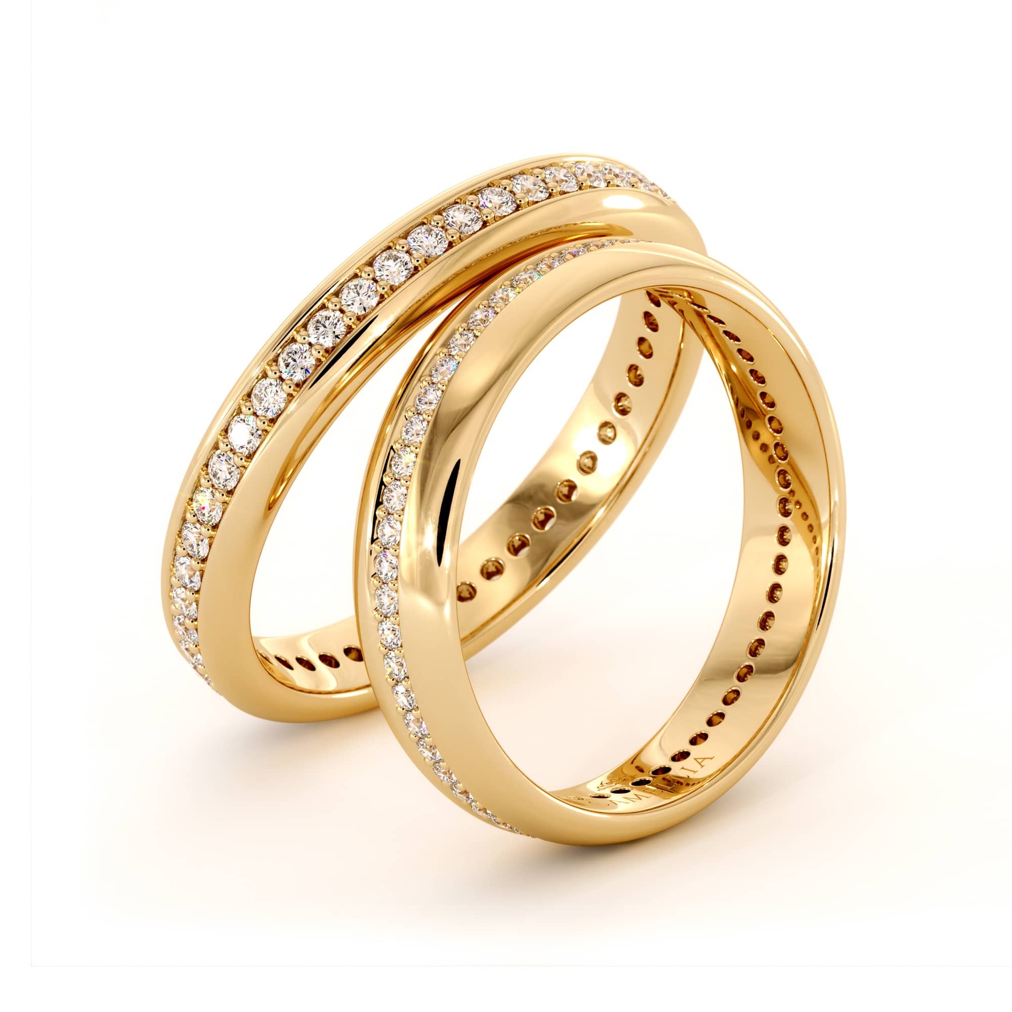 14K yellow gold diamond eternity Set bands (3)