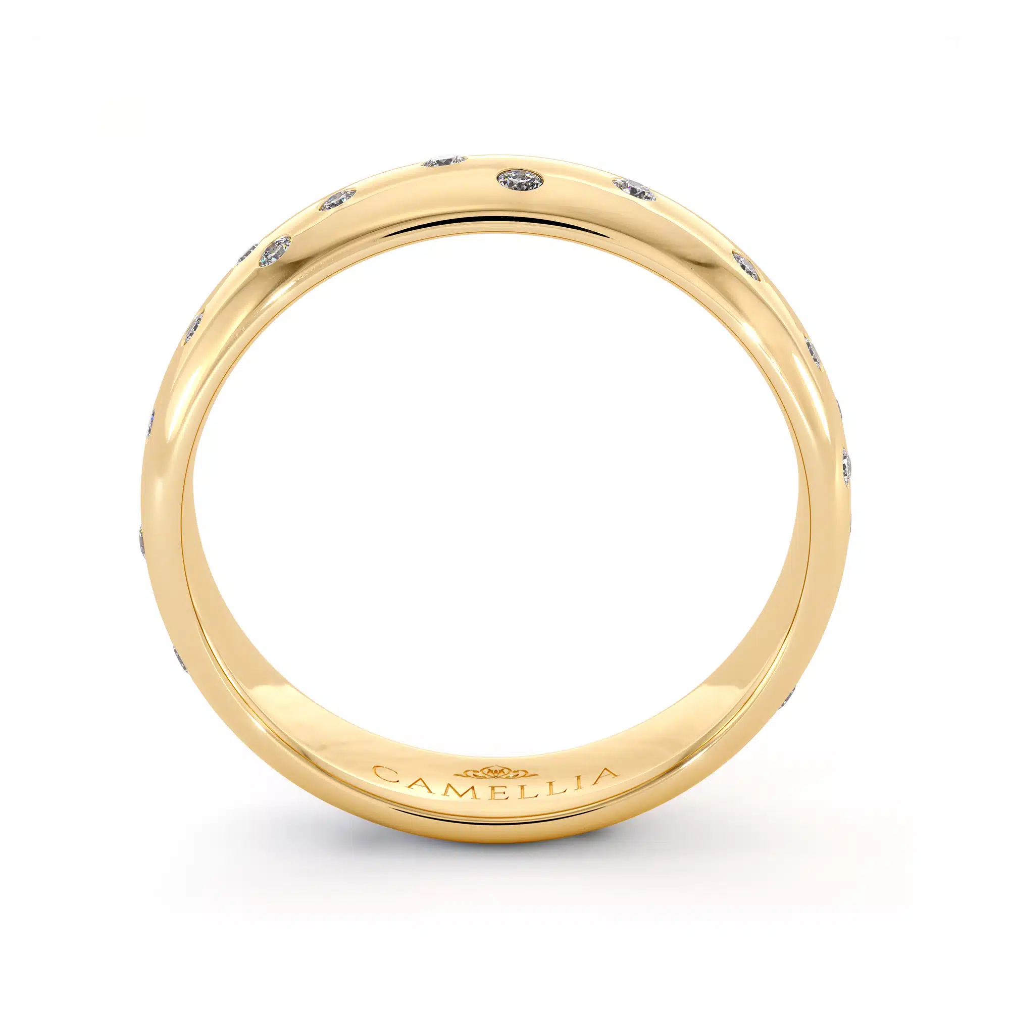 Handcrafted Wide Diamond Wedding Band With Random Setting - CD-0168A Wide Diamond Wedding Band With Random Diamond Setting In 14K Gold - CD-0168A