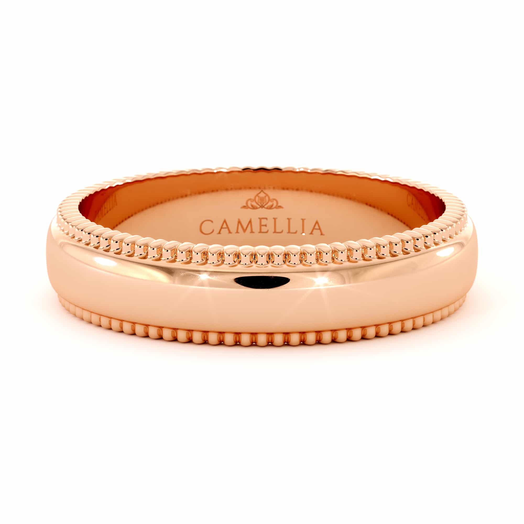 14k rose gold Milgrain design women band (1)