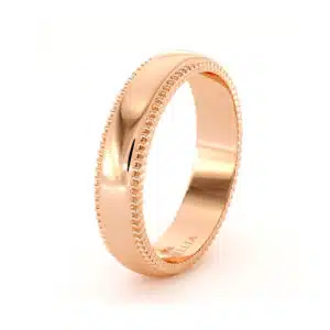 Milgrain Design 14k Rose Gold Womens Wedding band 4.6 mm