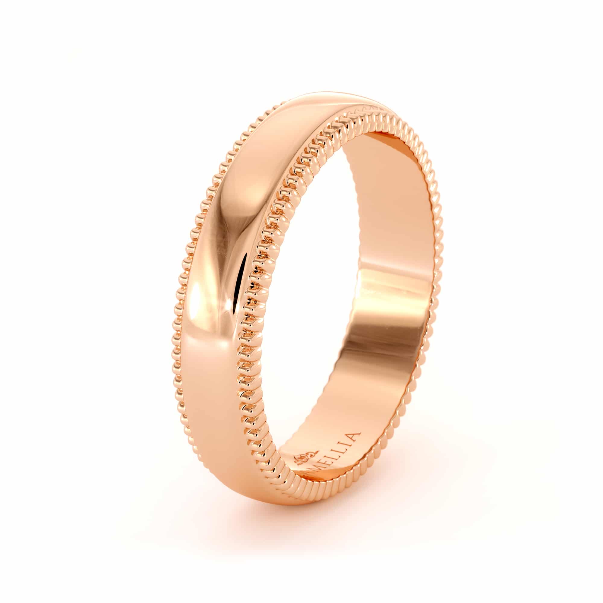 14k rose gold Milgrain design women band (2)