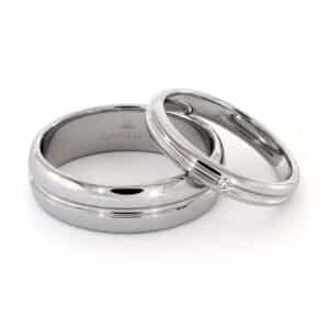 Classic Wedding Matching Bands His And Her Set-14K White Gold 3.2/6 mm