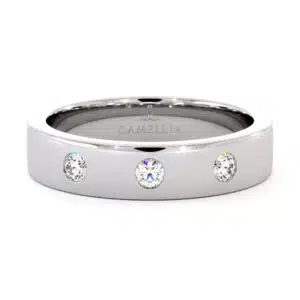 Three-Stone Flush Set Lab Diamond Wedding Band