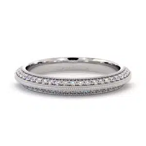 Vintage Pave Lab Diamond Wedding Band with Milgrain Edges