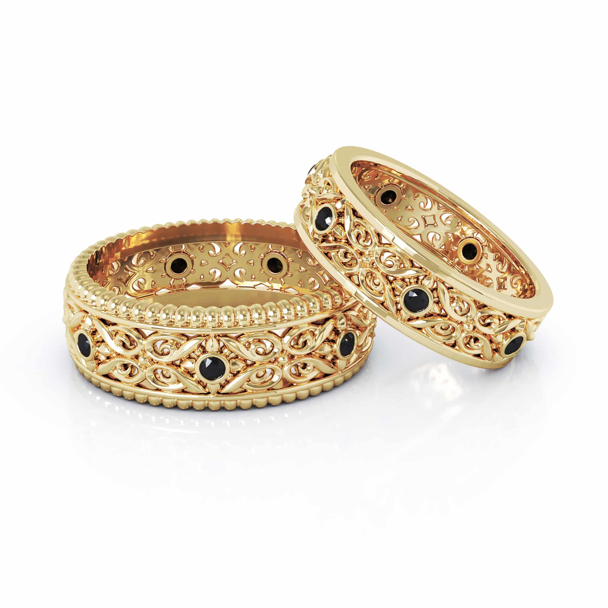 14k yellow gold couple bands