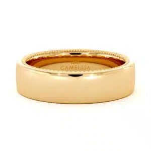 Classic Comfort Profile Gold Band with Double Milgrain Edge