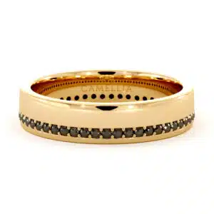Beautiful Woman 14k Yellow Gold Natural Black Diamonds Band