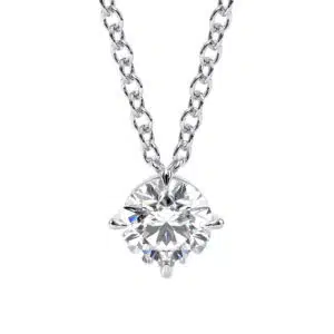 Classic Solitaire Diamond Necklace With Round Lab-Created Centerpiece