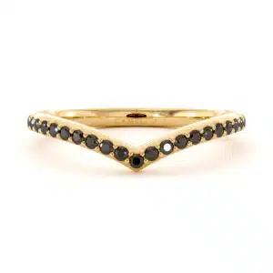 Black Diamond V-Shaped Stacking Wedding Band