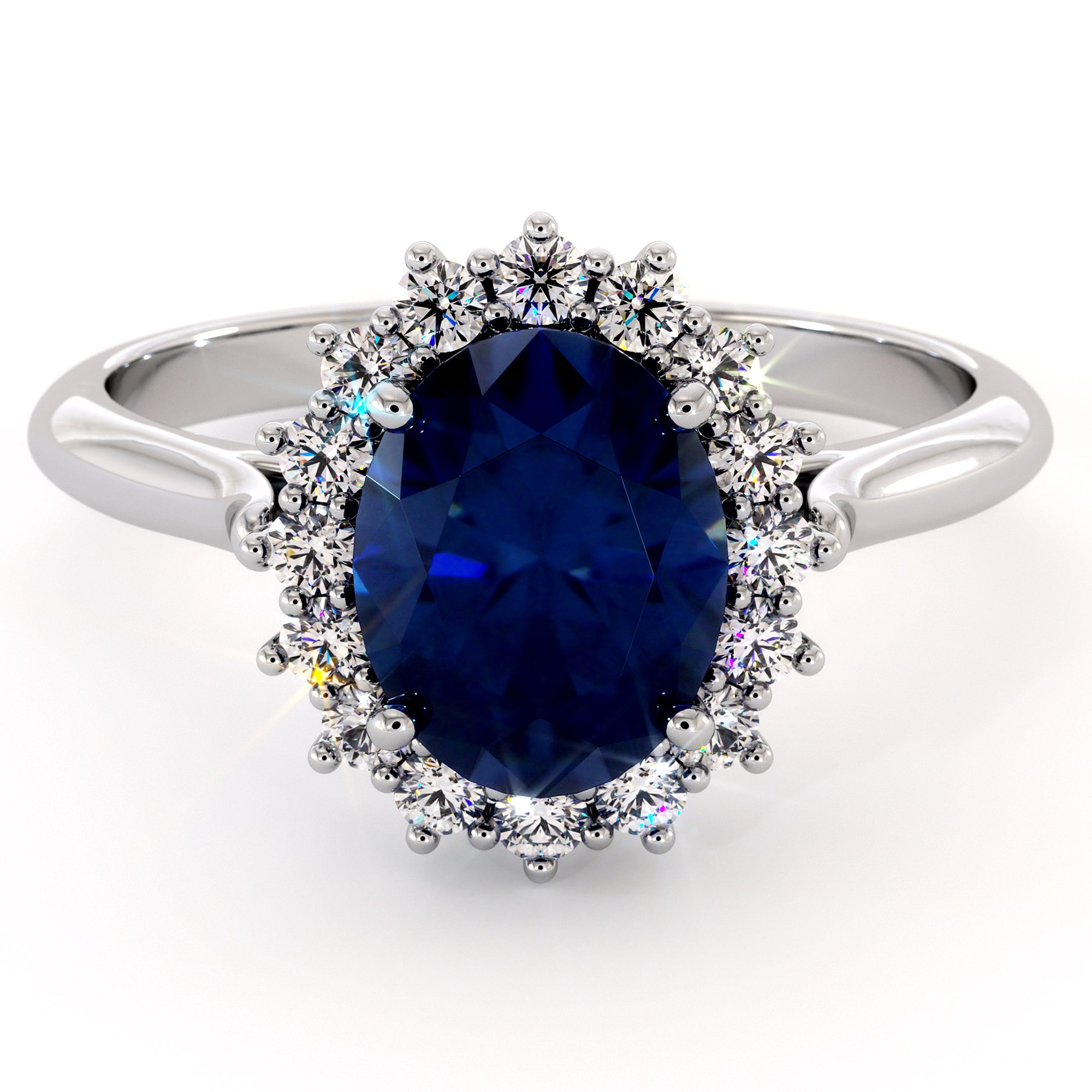 Diana Ring-14K White Gold Blue Sapphire Engagement Ring Blue Sapphire Ring Princess Diana Ring 3 Diana Ring-14K White Gold Blue Sapphire Engagement Ring Blue Sapphire Ring Princess Diana Ring