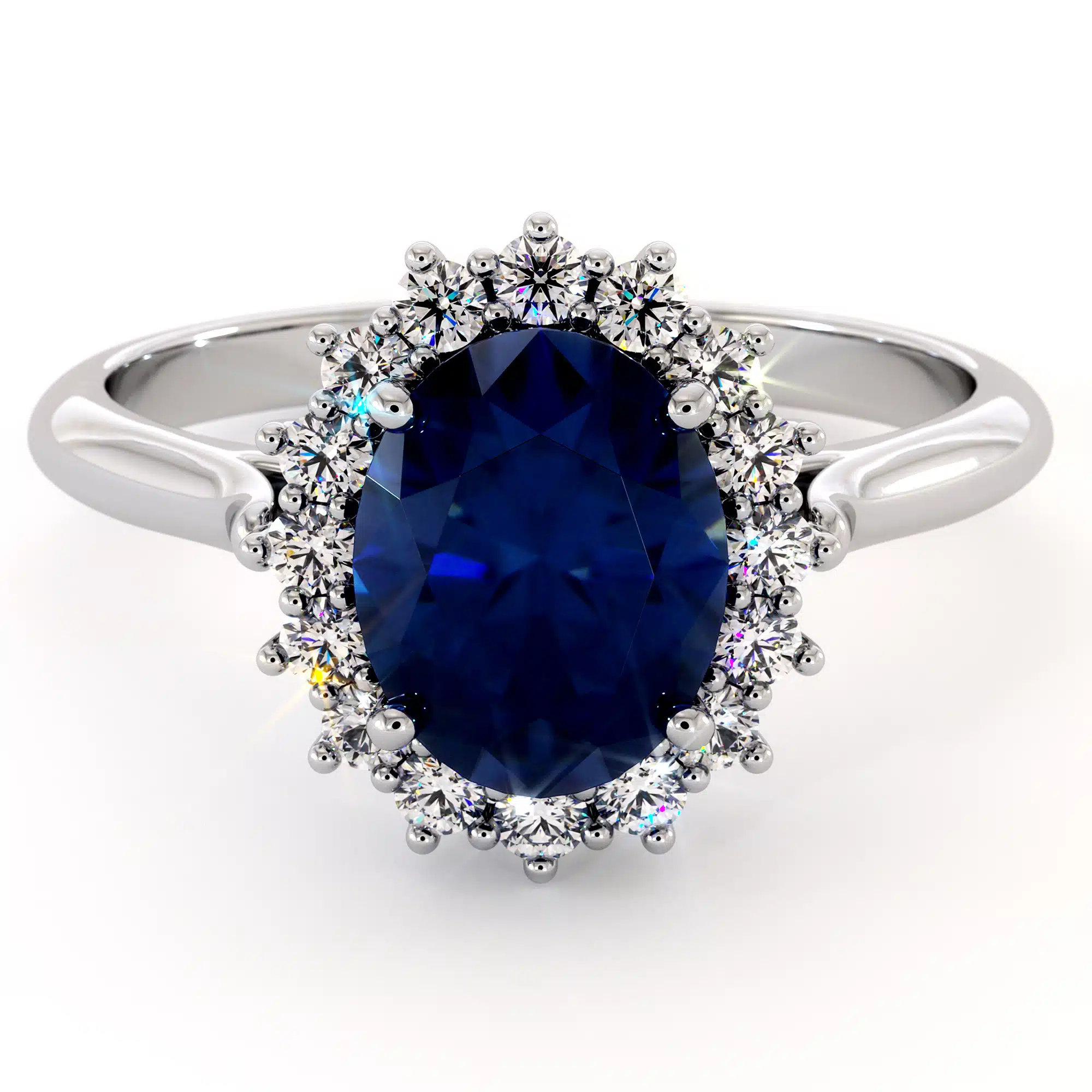 Diana Ring-14K White Gold Blue Sapphire Engagement Ring Blue Sapphire Ring Princess Diana Ring 3 Diana Ring-14K White Gold Blue Sapphire Engagement Ring Blue Sapphire Ring Princess Diana Ring