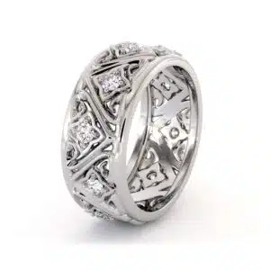 Lab Diamonds Art Deco Wedding Band Ladies