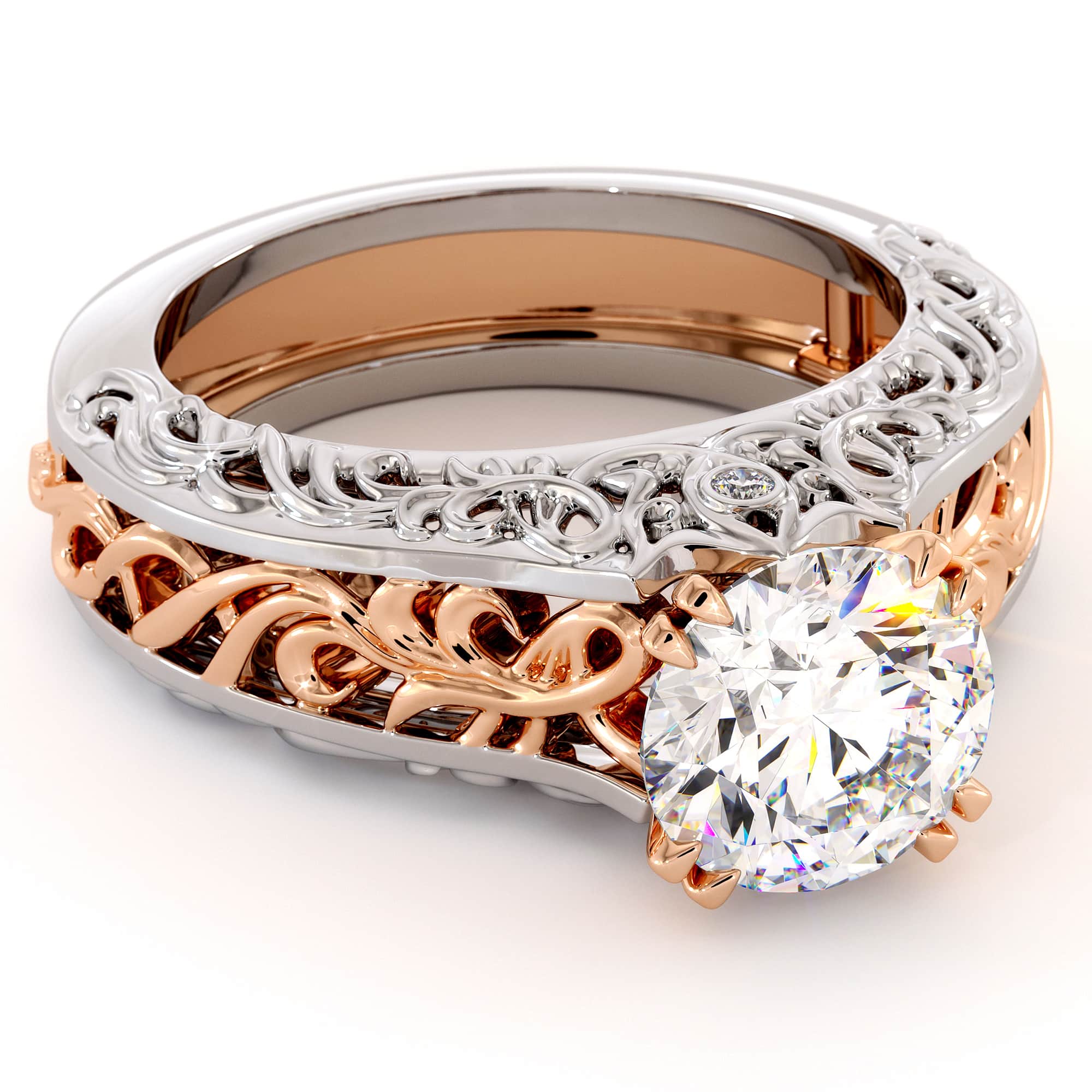 Splendid Royal 2 Carat Moissanite Gold Filigree Engagement Ring 4 Splendid Royal 2 Carat Moissanite Gold Filigree Engagement Ring