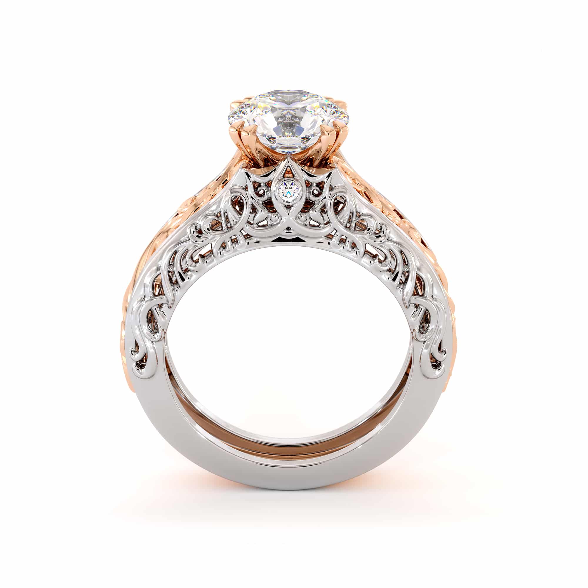 Splendid Royal 2 Carat Moissanite Gold Filigree Engagement Ring 6 Splendid Royal 2 Carat Moissanite Gold Filigree Engagement Ring