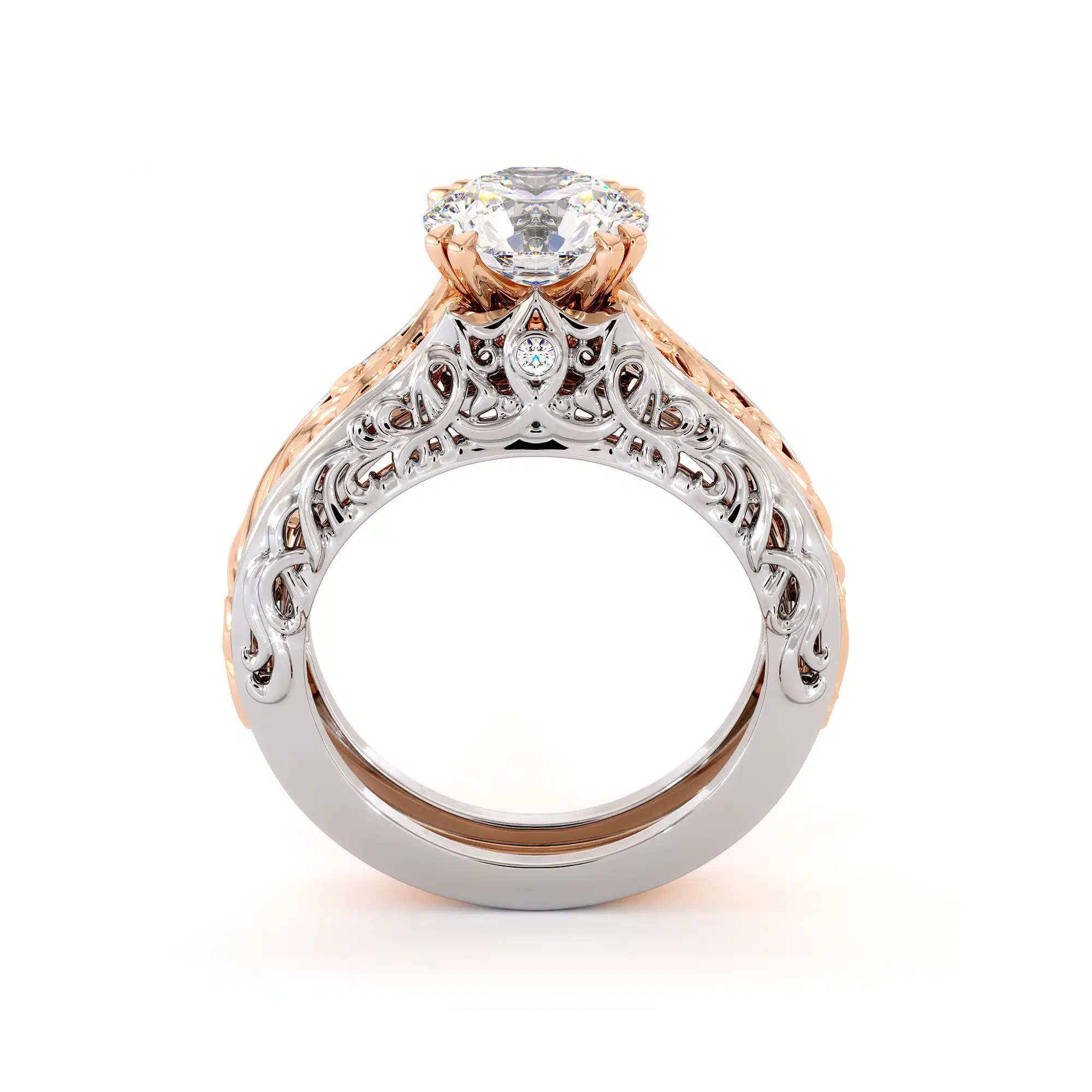 Splendid Royal 2 Carat Moissanite Gold Filigree Engagement Ring 6 Splendid Royal 2 Carat Moissanite Gold Filigree Engagement Ring