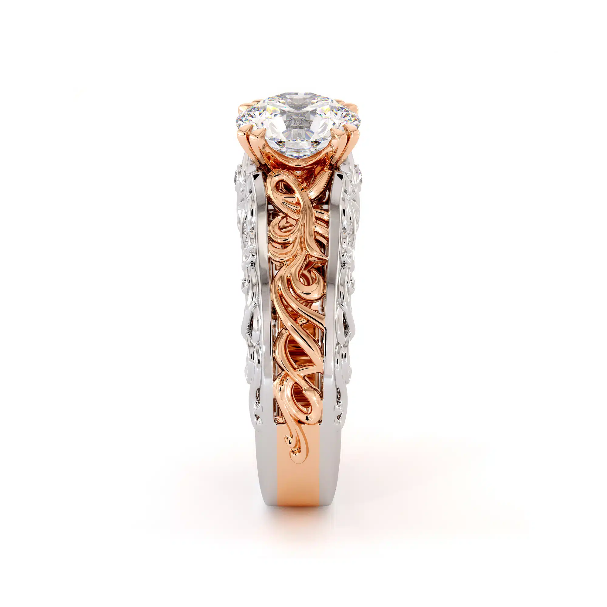 Splendid Royal 2 Carat Moissanite Gold Filigree Engagement Ring 5 Splendid Royal 2 Carat Moissanite Gold Filigree Engagement Ring