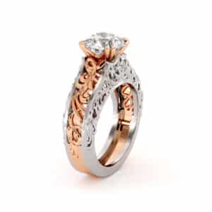 Splendid Royal 2 Carat Moissanite Gold Filigree Engagement Ring