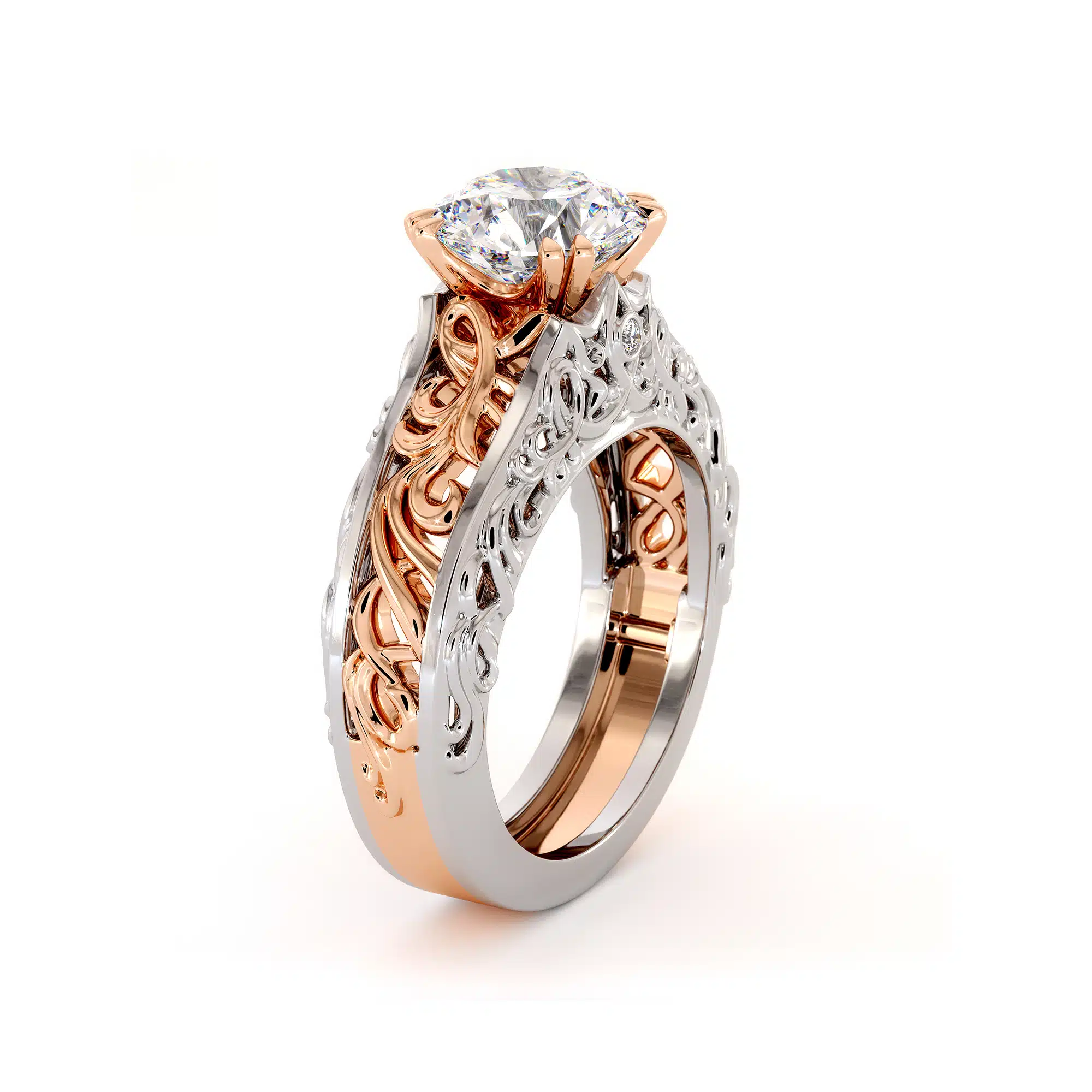 Splendid Royal 2 Carat Moissanite Gold Filigree Engagement Ring 1 Splendid Royal 2 Carat Moissanite Gold Filigree Engagement Ring