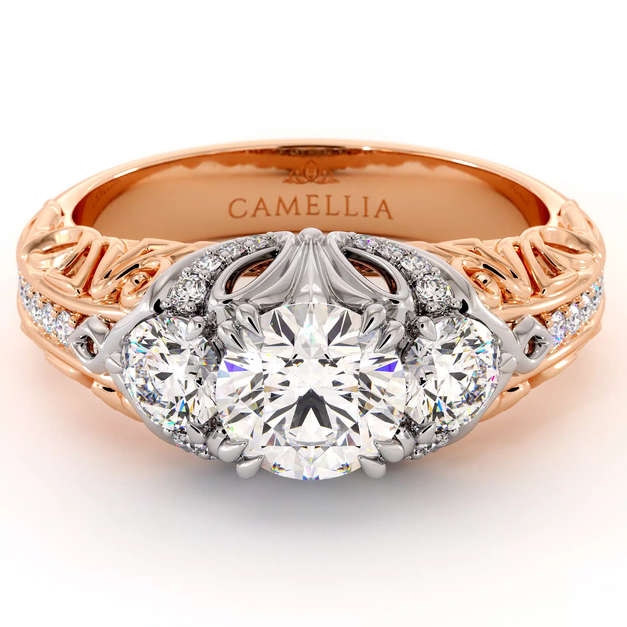 Queenly Three Stone Engagement Ring