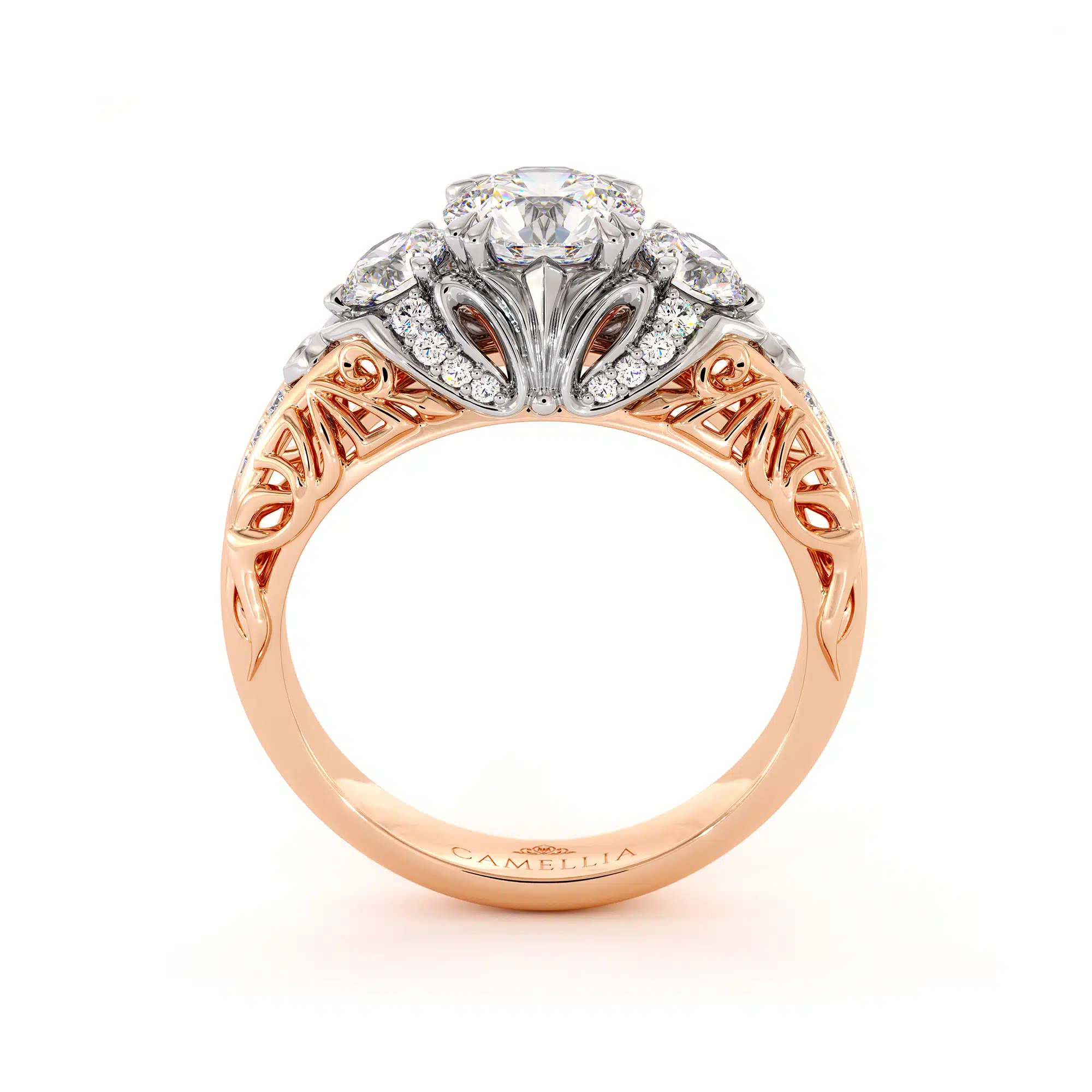 Queenly Three Stone Engagement Ring