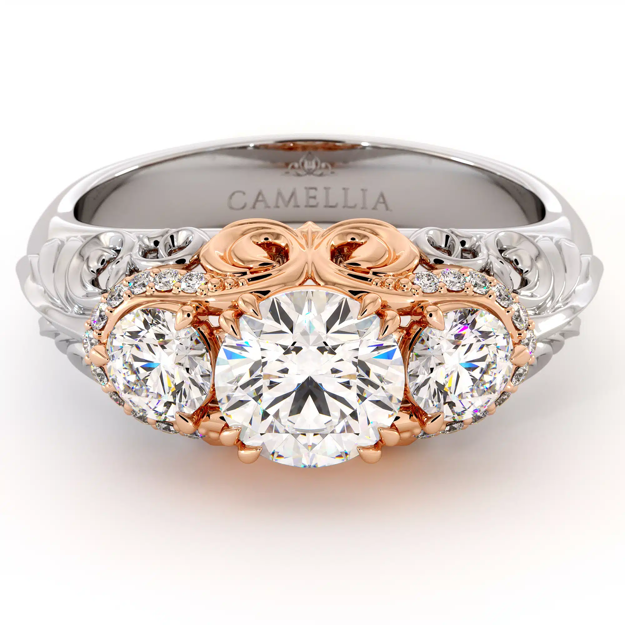 Edwardian Regal Three Stone Engagement Ring 5 Edwardian Regal Three Stone Engagement Ring