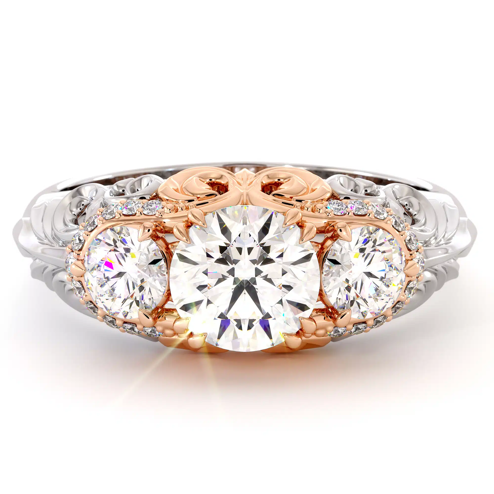 Edwardian Regal Three Stone Engagement Ring 6 Edwardian Regal Three Stone Engagement Ring