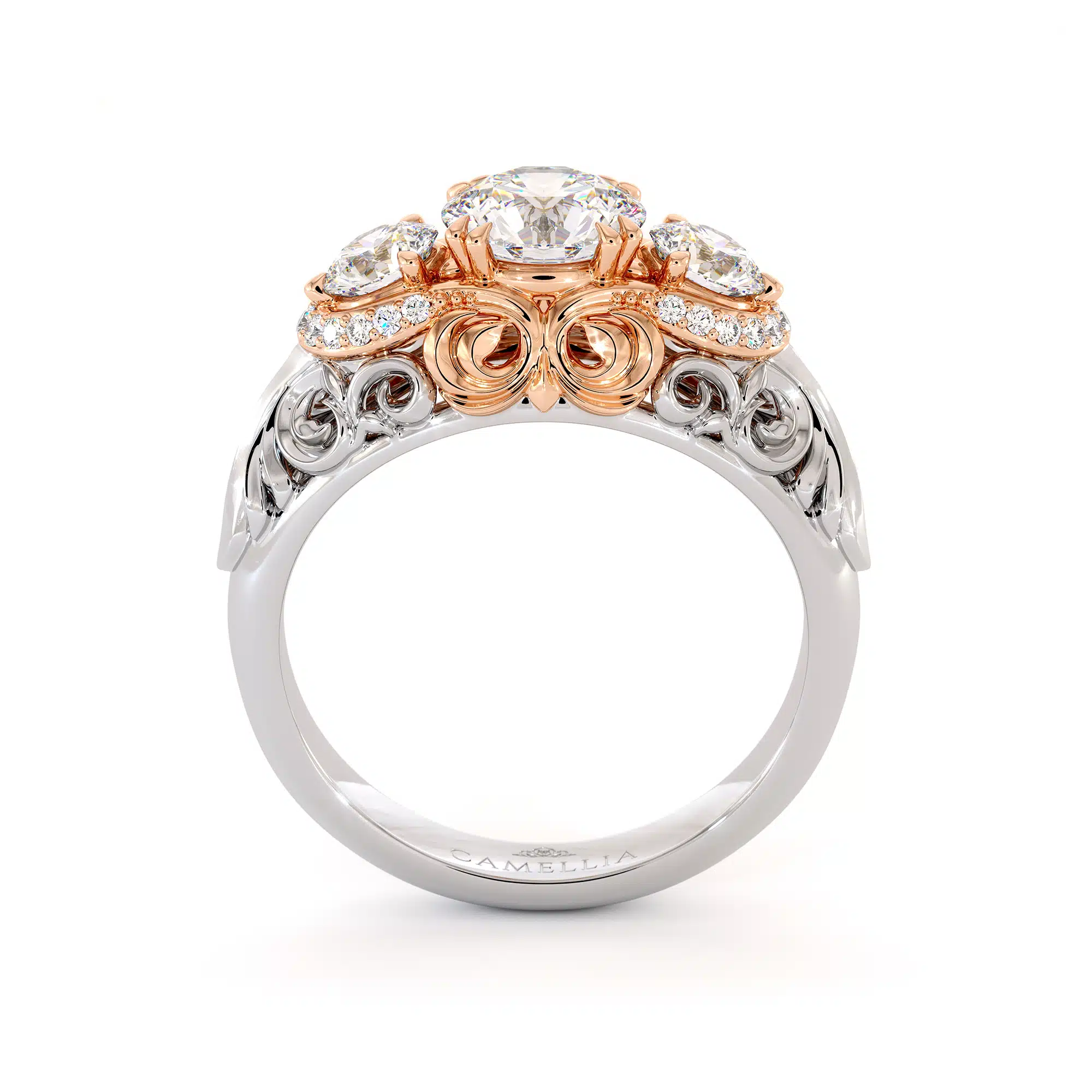 Edwardian Regal Three Stone Engagement Ring 3 Edwardian Regal Three Stone Engagement Ring