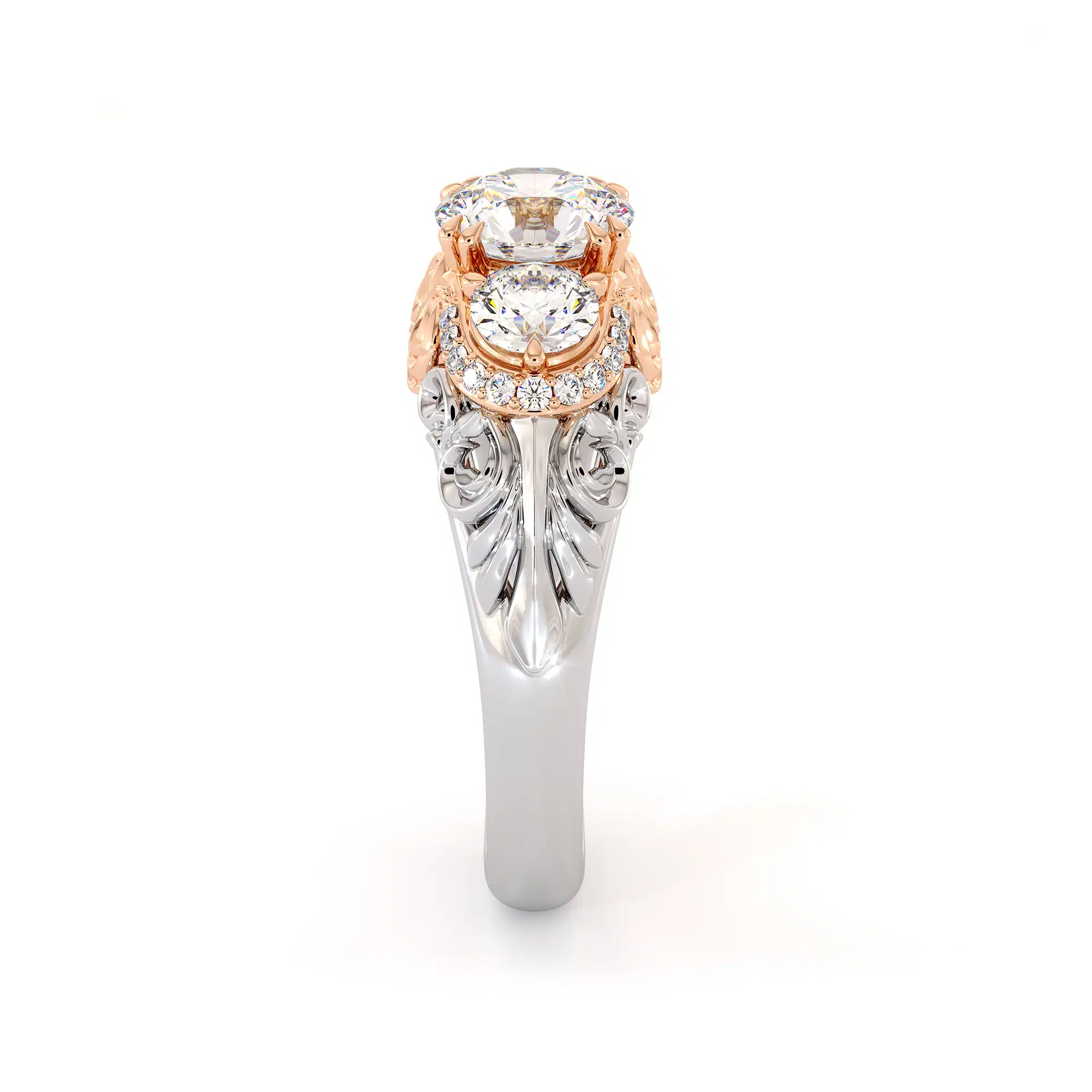 Edwardian Regal Three Stone Engagement Ring 2 Edwardian Regal Three Stone Engagement Ring
