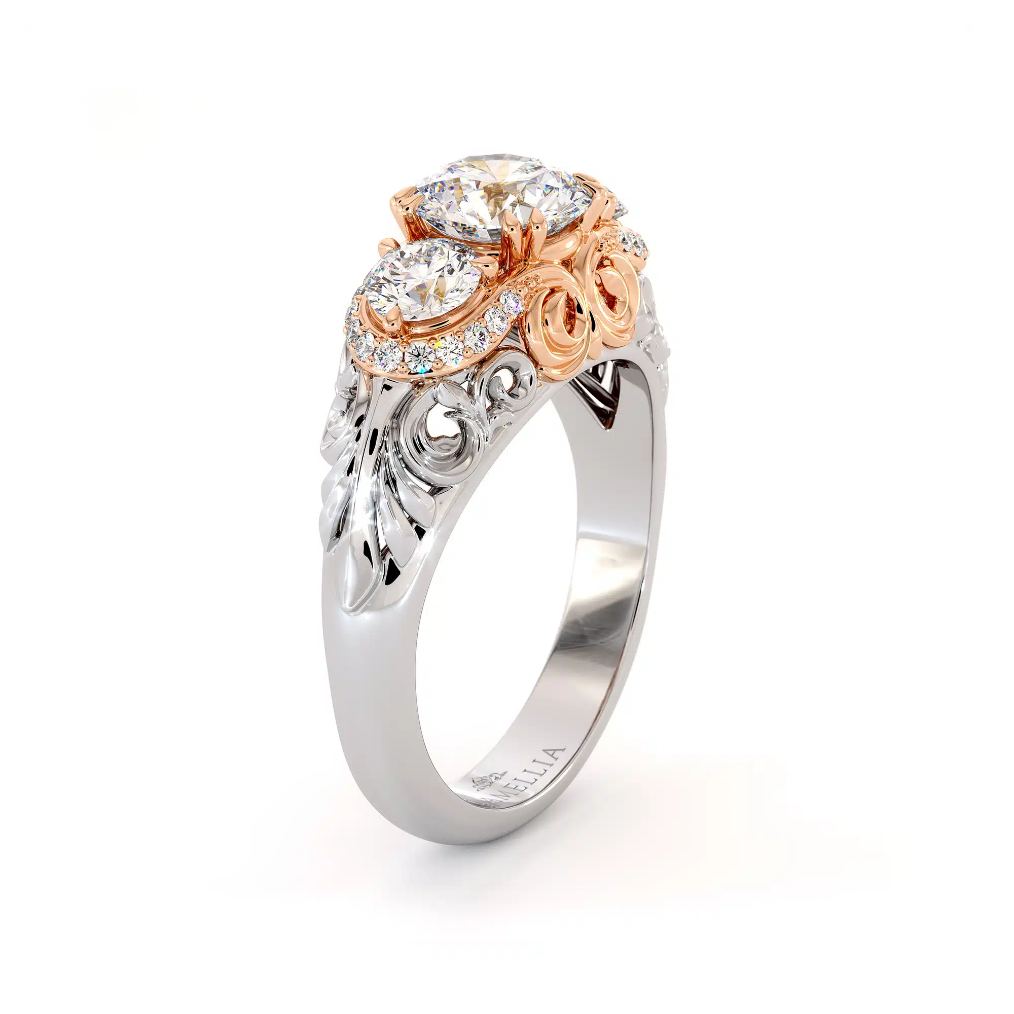 Edwardian Regal Three Stone Engagement Ring 1 Edwardian Regal Three Stone Engagement Ring