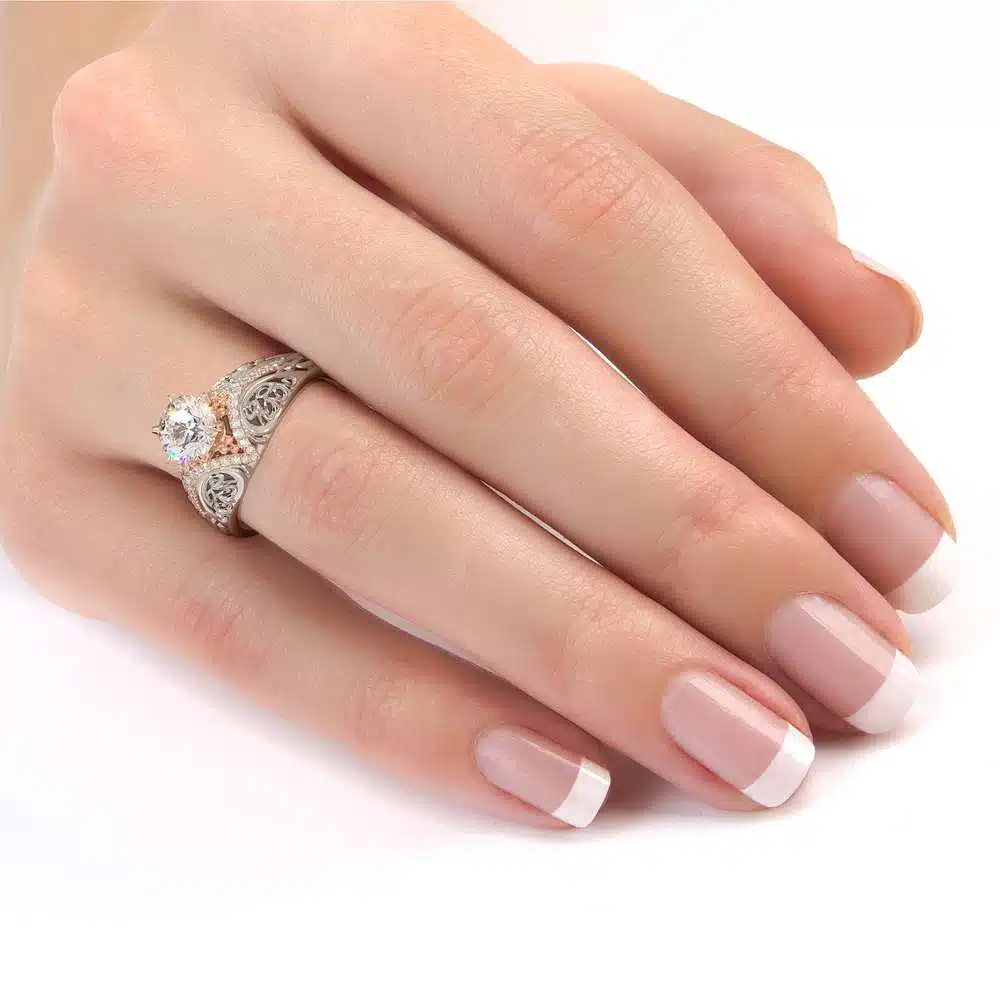 Regally Designed Engagement Ring Moissanite Ring In Two Tone Gold Unique Diamonds Engagement Ring 7 Regally Designed Engagement Ring Moissanite Ring In Two Tone Gold Unique Diamonds Engagement Ring
