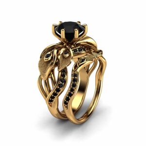 Calla Lily Unique Black Diamond For Women Matching Band