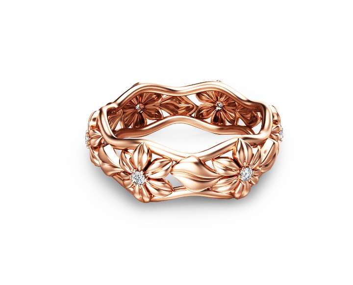 Diamond Eternity Wedding Band in 14K Solid Rose Gold Anniversary Ring Camellia Jewelry 2 Diamond Eternity Wedding Band in 14K Solid Rose Gold Anniversary Ring Camellia Jewelry