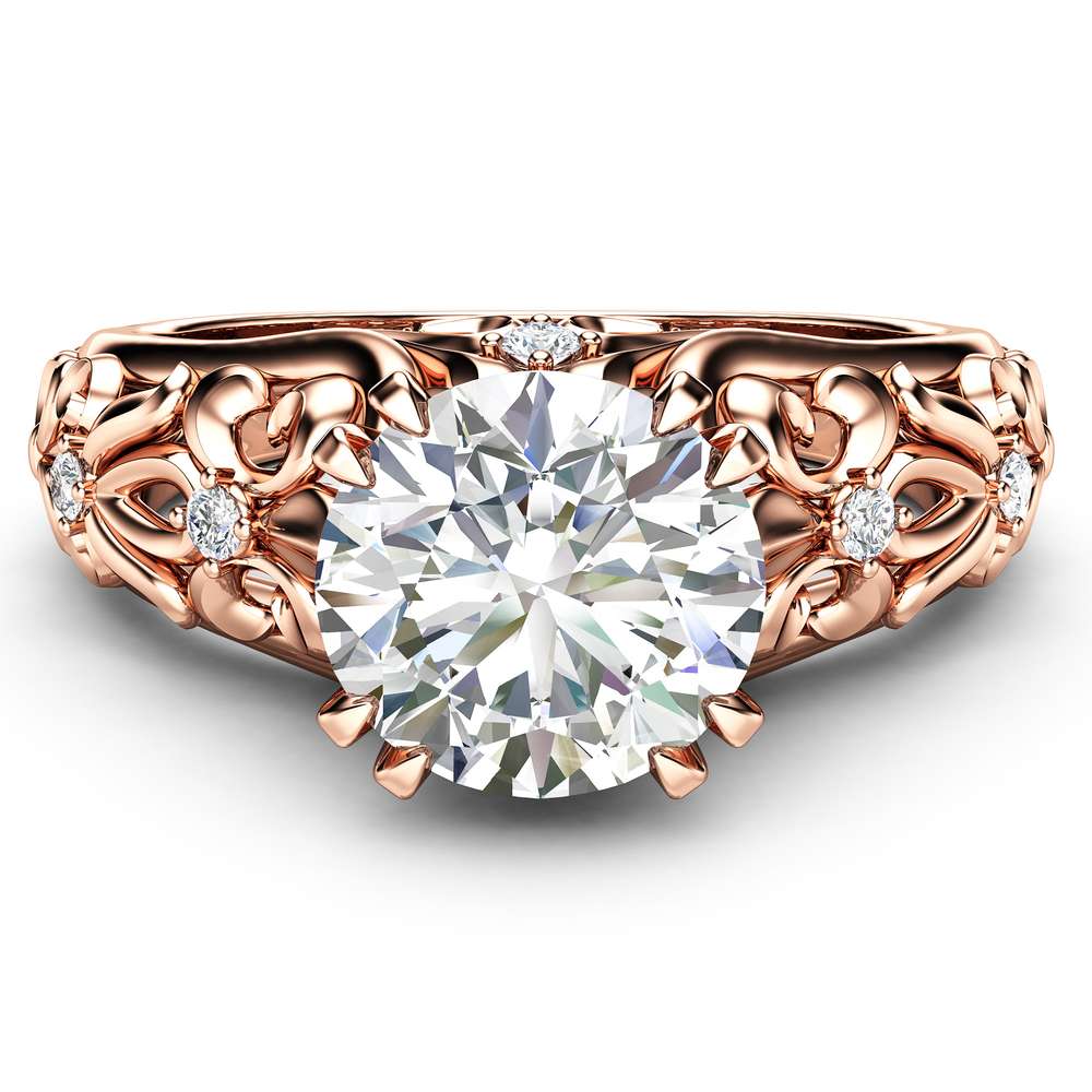 Art Nouveau Moissanite Ring Rose Gold Lab Grown Diamond Engagement Ring Diamond Alternative Engagement Ring 4 Art Nouveau Moissanite Ring Rose Gold Lab Grown Diamond Engagement Ring Diamond Alternative Engagement Ring