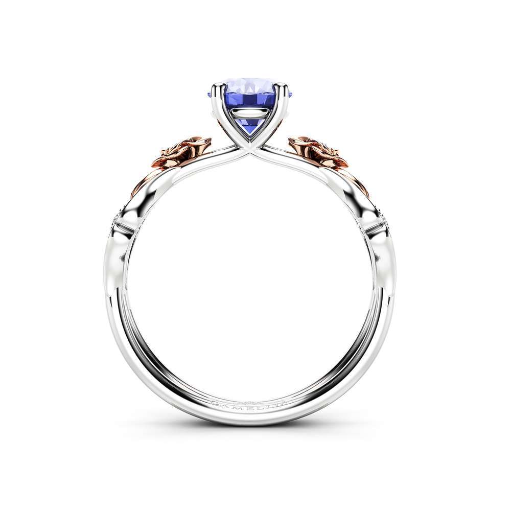 Natural Tanzanite Engagement Ring-Unique Engagement Ring-Floral Ring-Tanzanite Gemstone Anniversary Ring 2 Natural Tanzanite Engagement Ring-Unique Engagement Ring-Floral Ring-Tanzanite Gemstone Anniversary Ring