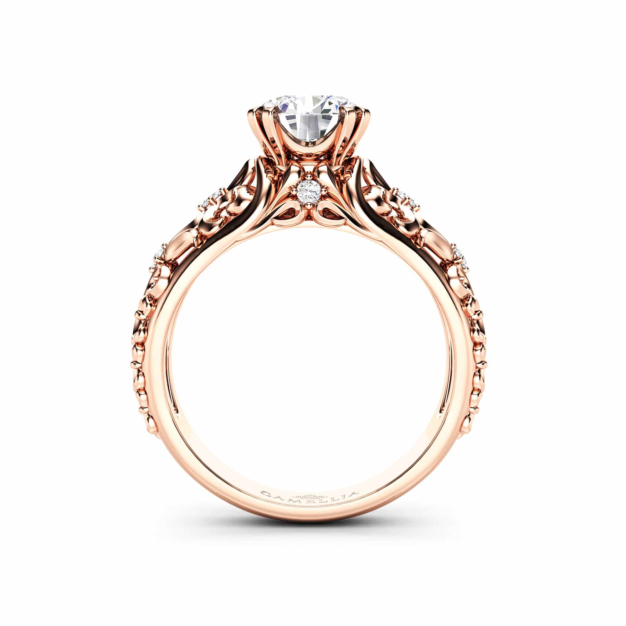 Art Nouveau Moissanite Ring Rose Gold Lab Grown Diamond Engagement Ring Diamond Alternative Engagement Ring 2 Art Nouveau Moissanite Ring Rose Gold Lab Grown Diamond Engagement Ring Diamond Alternative Engagement Ring