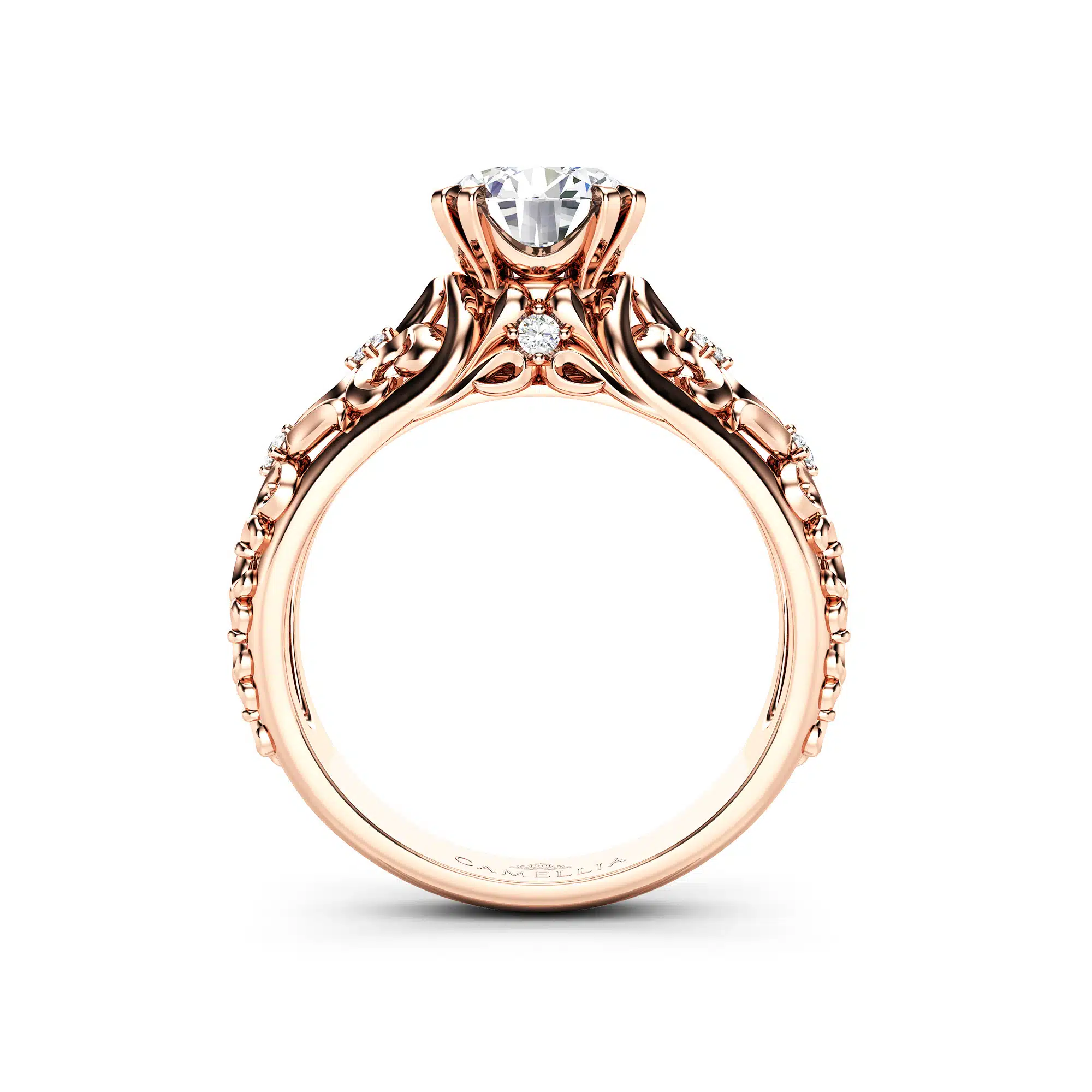 Art Nouveau Moissanite Ring Rose Gold Lab Grown Diamond Engagement Ring Diamond Alternative Engagement Ring 2 Art Nouveau Moissanite Ring Rose Gold Lab Grown Diamond Engagement Ring Diamond Alternative Engagement Ring
