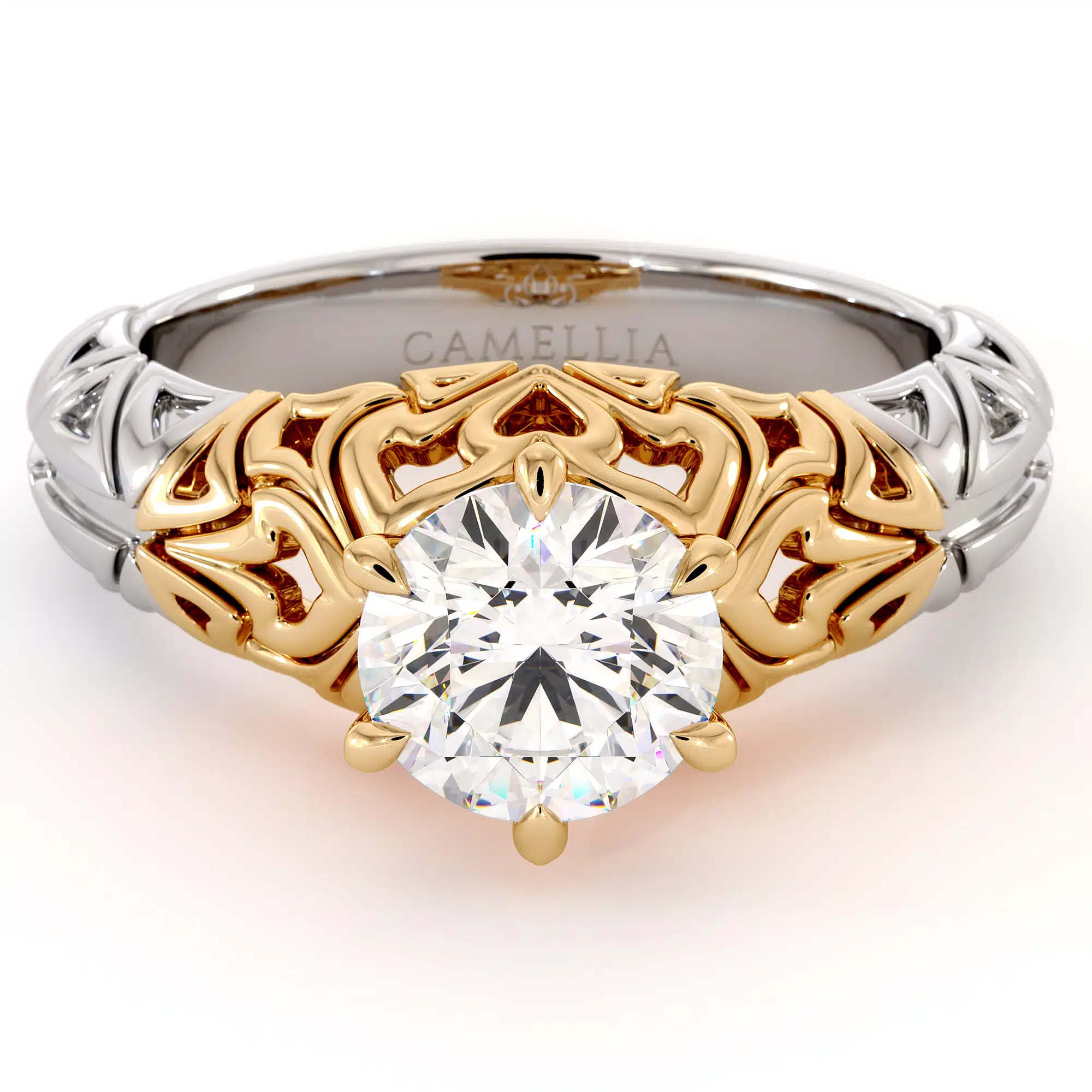 Modern Gold Filigree Engagement Ring Splendid 1 Modern Gold Filigree Engagement Ring Splendid 1.55 Carat Moissanite Engagement Ring