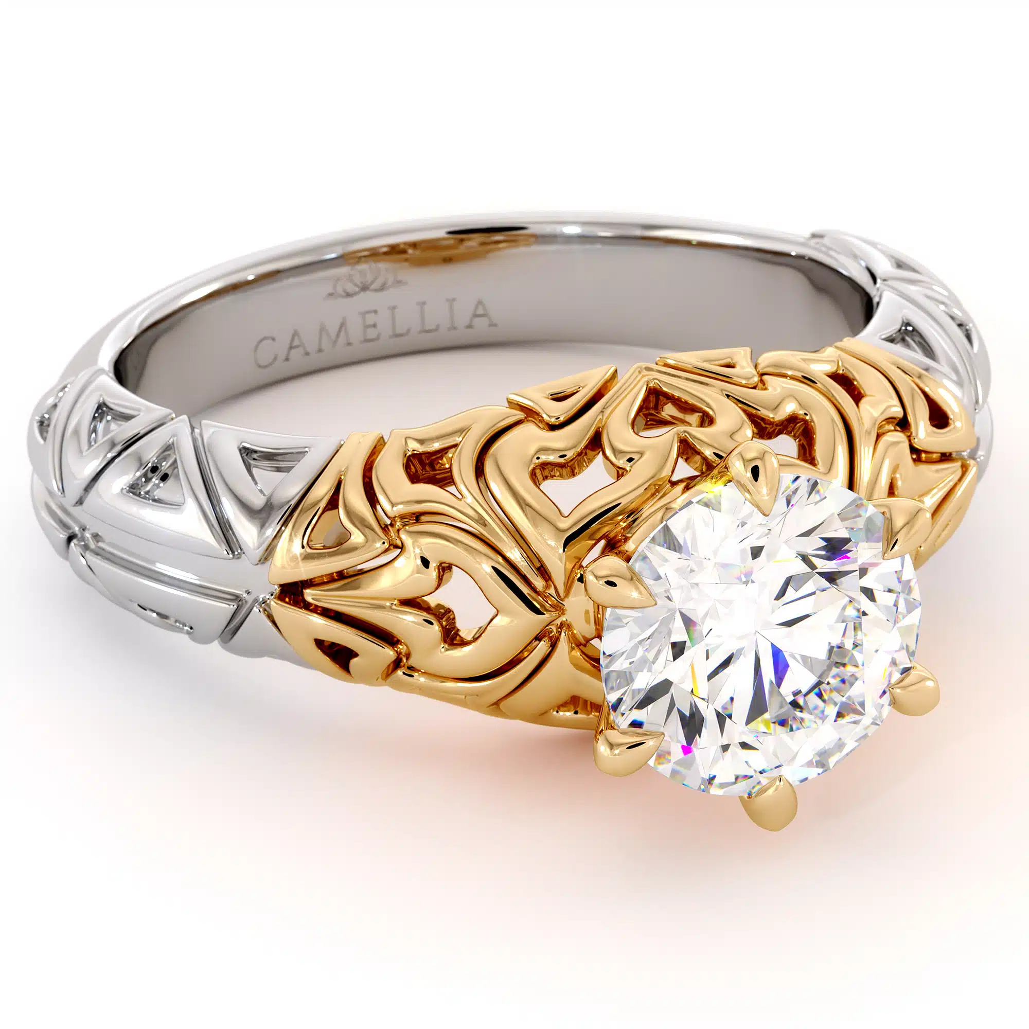 Modern Gold Filigree Engagement Ring Splendid 1 Modern Gold Filigree Engagement Ring Splendid 1.55 Carat Moissanite Engagement Ring